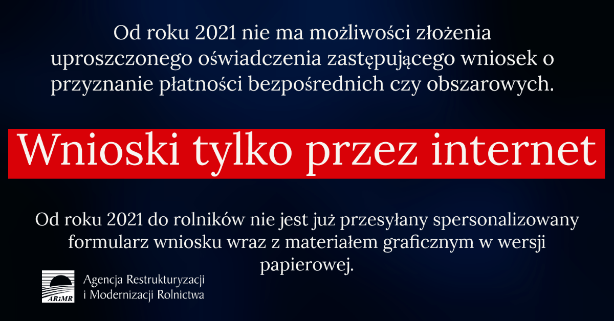 Dopłaty 2021 - wnioski tylko przez internet