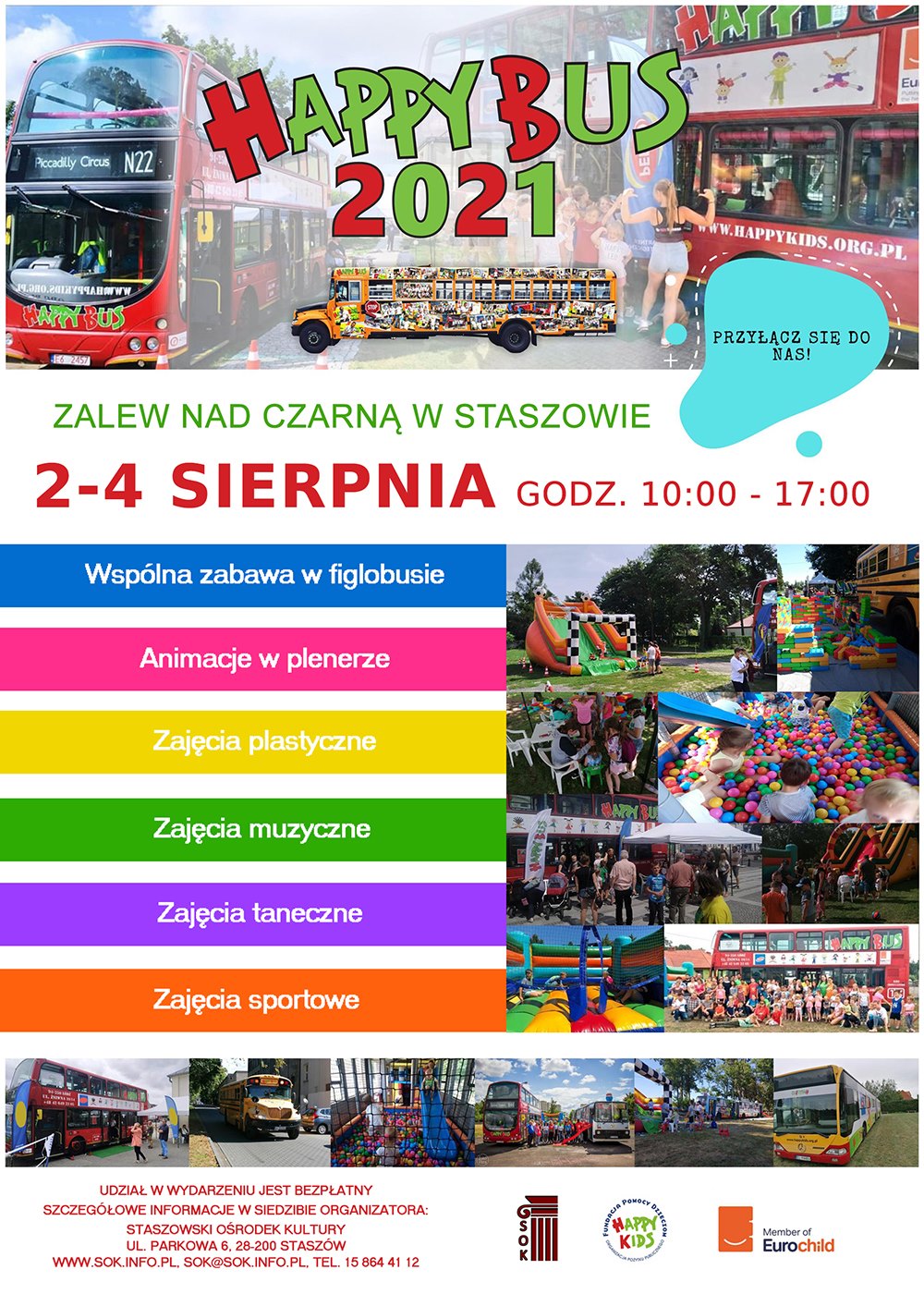 2 – 4 sierpnia, godz. 10:00 – 17:00, Zalew nad Czarną w Staszowie  - warsztaty - animacje i zajęcia sportowe, - zabawy na sprzętach rekreacyjno-sportowych, - animacje i zabawy fakultatywne, - malowanie „buziek”, - nauka budowania zwierząt z balonów, - zabawy tematyczne dedykowane krajom, - konkursy z nagrodami.  Dołącz do wydarzenia już dziś: https://fb.me/e/1nyxV3HBk