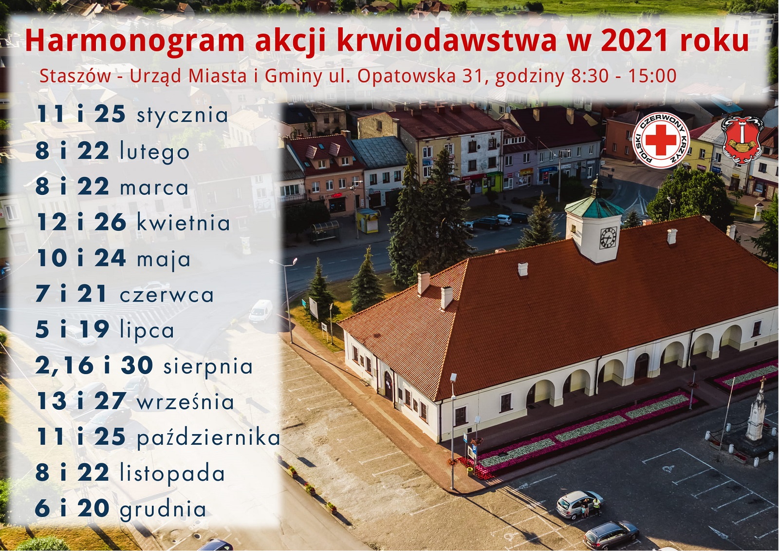 Harmonogram akcji krwiodawstwa w 2021 roku