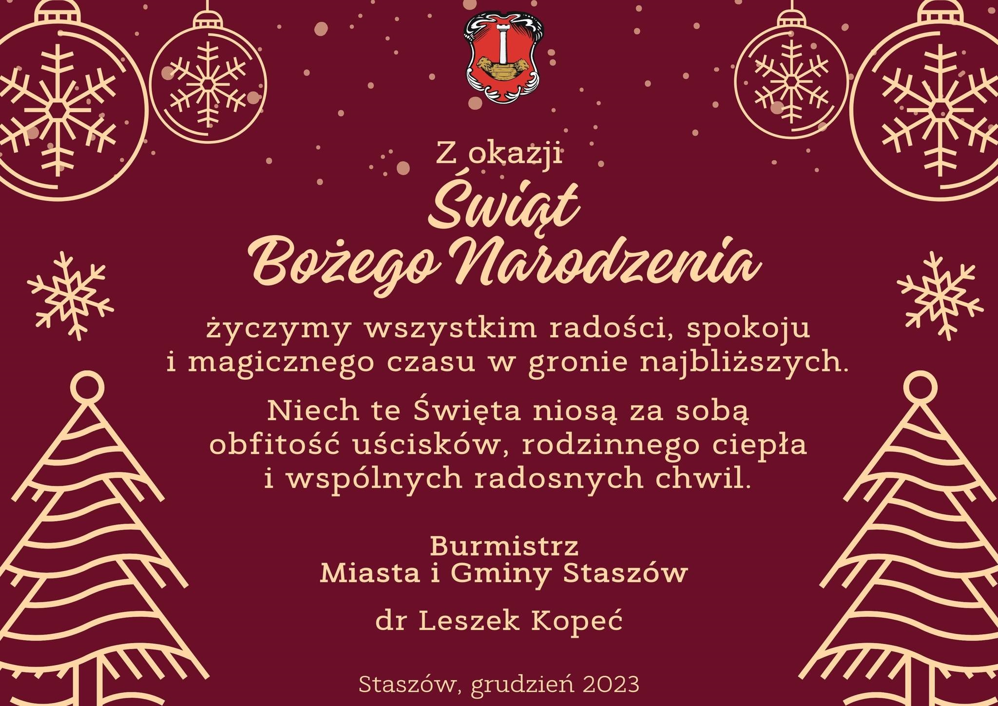 Życzenia z okazji Świąt Bożego Narodzenia 