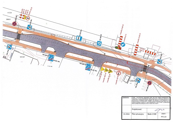 Zmiana organizacji ruchu w związku z przebudową ul. Mickiewicza wraz z  ul. Konstytucji 3-go Maja w obrębie przejść dla pieszych 