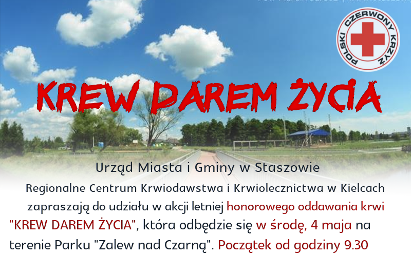 na zdjęciu plakat informacyjny dotyczący akcji honorowego oddawania krwi w Staszowie