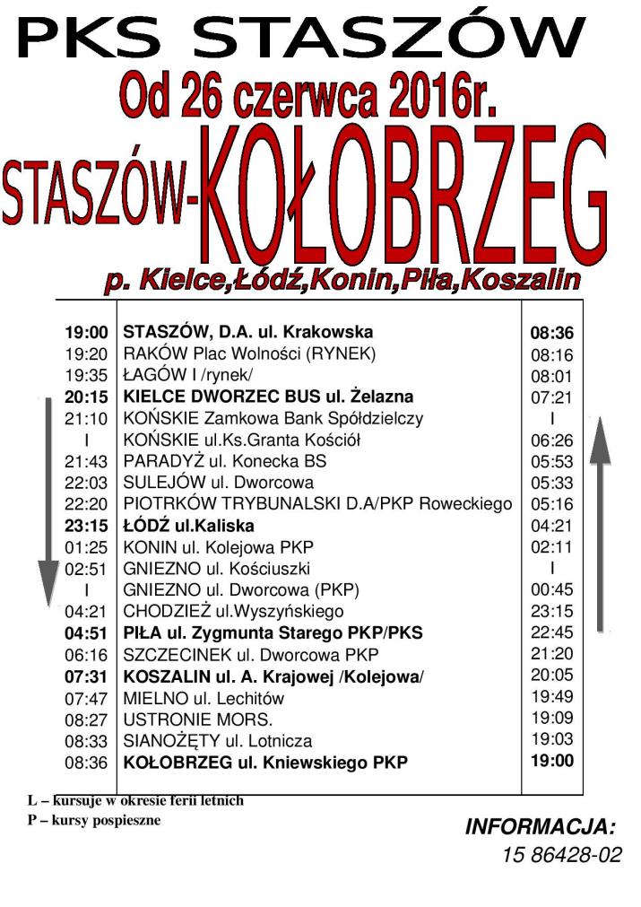 rozkład jazdy na linii staszów-kołobrzeg